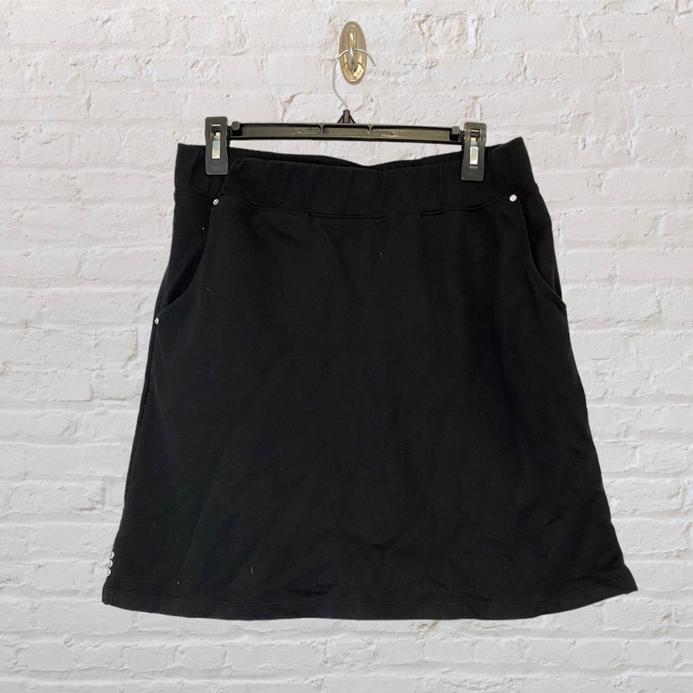 •2/$40• Quaker Factory Skort - Black & Stretchy with Rhinestones Size Small